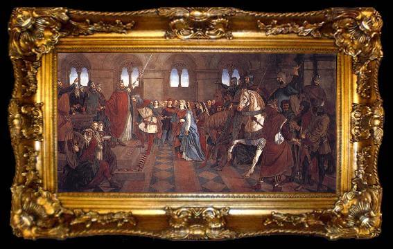 framed  William Dyce Hospitality:the Admission of Sir Tristram to the Fellowship of the Round Table, ta009-2